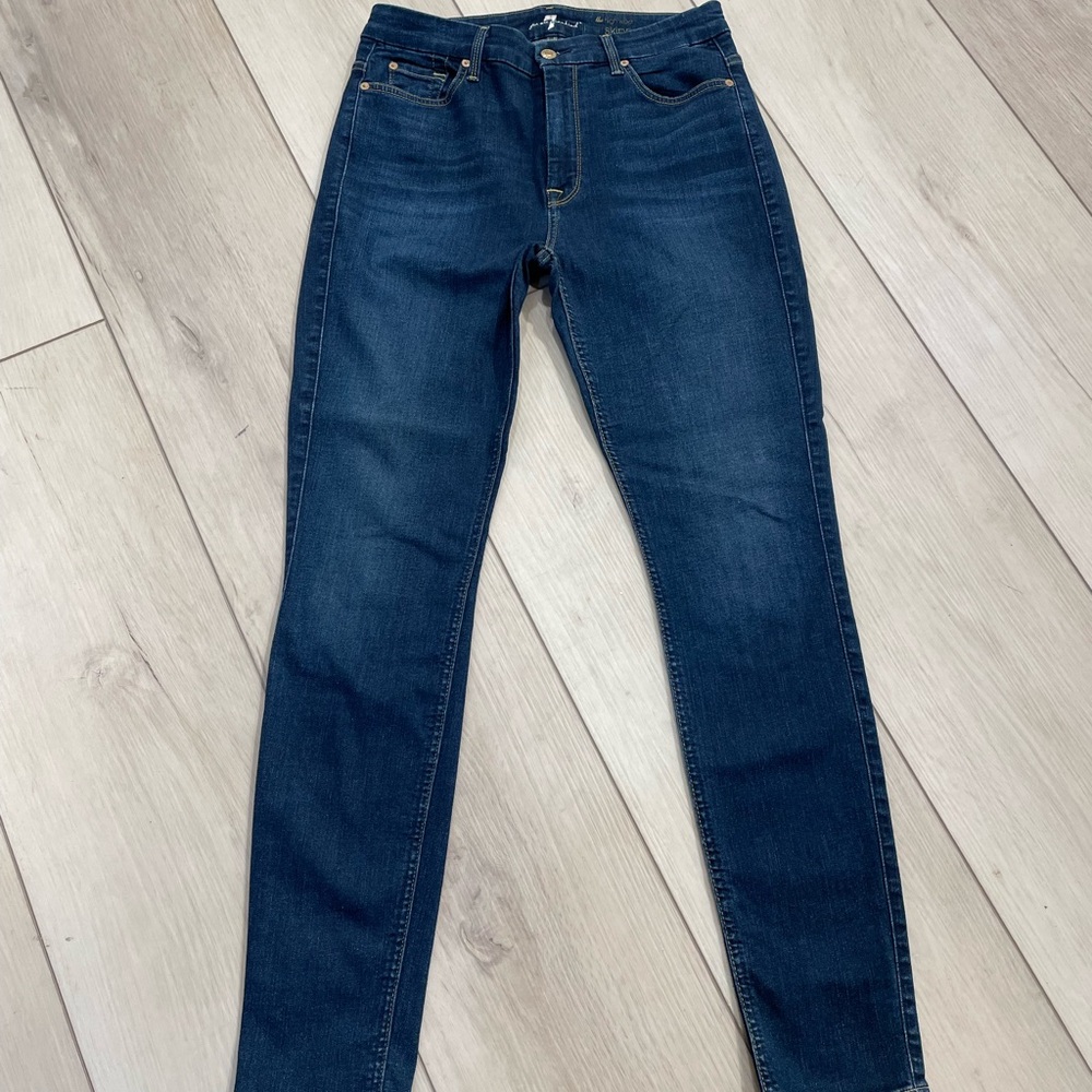 7 For All Mankind Blue Skinny Jeans Sleek Fit